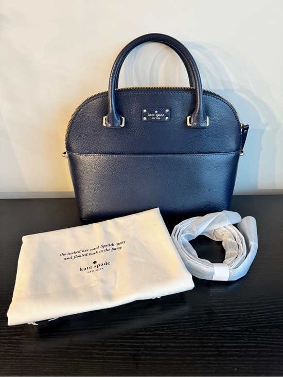 kate spade Handbags - kate spade Navy Pebbled Leather Dome Satchel